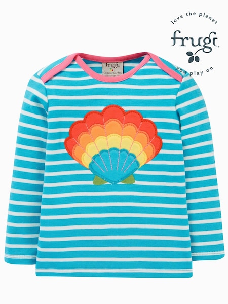 Frugi Blue Rainbow Shell Applique Top (N77099) | €31