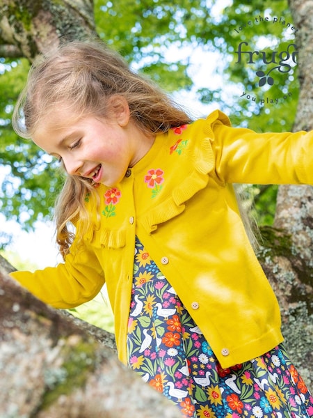 Frugi Yellow Flower Detail Ruffle Cardigan (N77127) | 193 LEI - 203 LEI