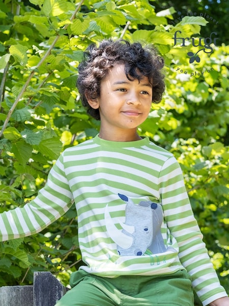 Frugi Green Stripe Rhino Long Sleeve Top (N77169) | 125 LEI - 135 LEI