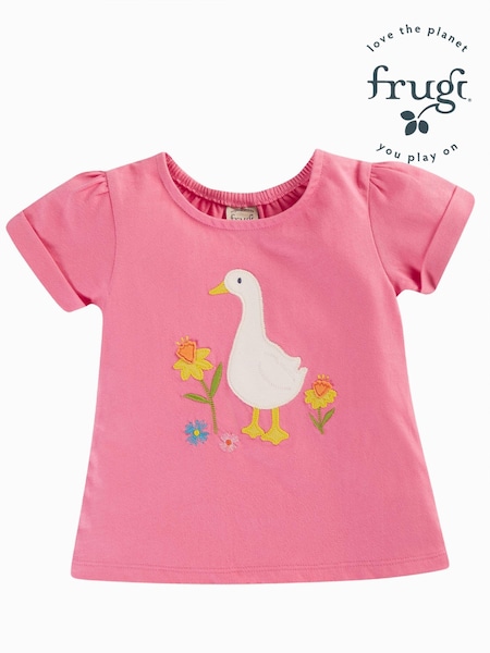 Frugi Pink Easter Duck Short Sleeve T-Shirt (N77170) | €13 - €14