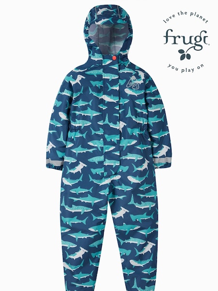 Frugi Blue Waterproof Tropical Sea Print Rain or Shine Suit (N77172) | €25 - €27
