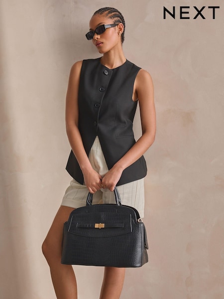 Black Croc Effect Tote Bag (N77253) | AED132