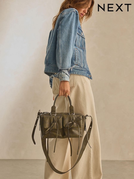 Green Washed Bow Grab Bag (N77261) | AED94