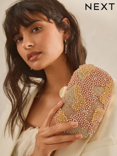 Pink - Beaded Boxy Clutch Bag (N77265) | 45 €