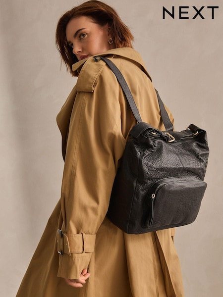 Black Leather Pocket Rucksack (N77307) | €88