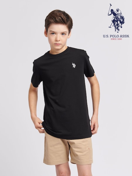 Negru - U.S. Polo Assn. Băieți Dublu Horsemen 100% Bumbac Tricou (N77363) | 149 LEI - 179 LEI