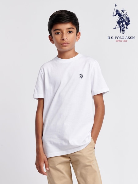 U.S. Polo Assn. White Boys Double Horsemen 100% Cotton T-Shirt (N77373) | €28 - €34