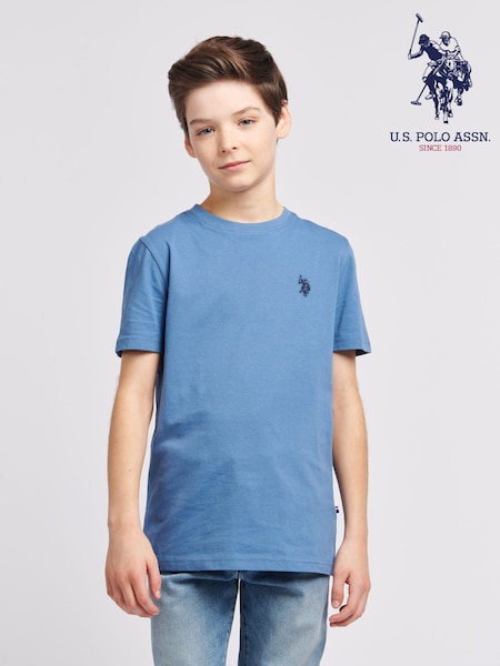 U.S. Polo Assn. sky Blue Boys Double Horsemen 100% Cotton T-Shirt (N77389) | €27 - €33