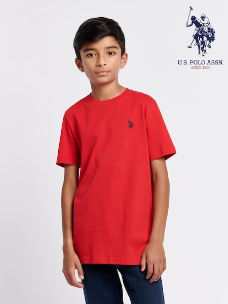 U.S. Polo Assn. Red Boys Double Horsemen 100% Cotton T-Shirt (N77420) | 99 QAR - 119 QAR