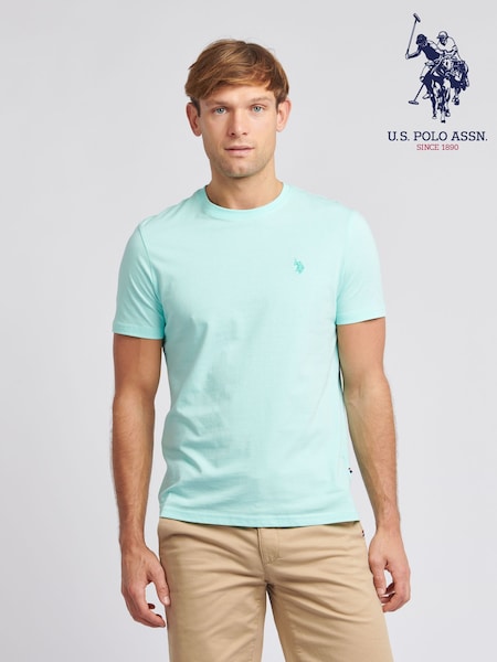 U.S. Polo Assn. Light Blue Mens Regular Fit Double Horsemen 100% Cotton T-Shirt (N77498) | ₪126