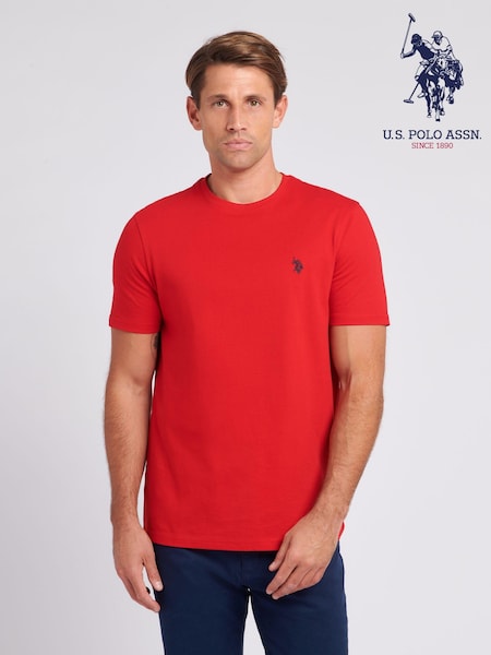 U.S. Polo Assn. Red Mens Regular Fit Double Horsemen 100% Cotton T-Shirt (N77500) | R$ 245