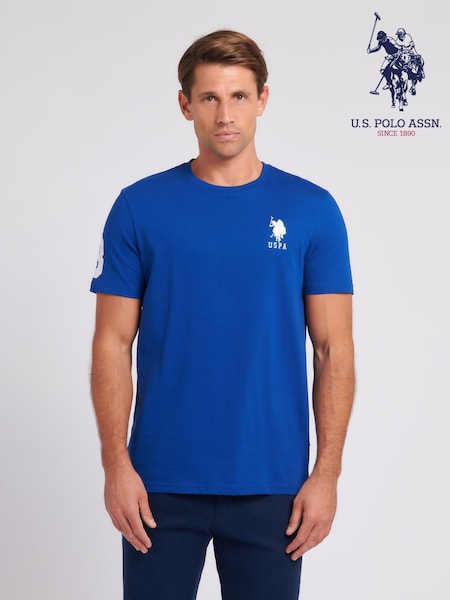 U.S. Polo Assn. Blue Regular Fit Mens 100% Cotton Player 3 T-Shirt (N77512) | 74 QAR