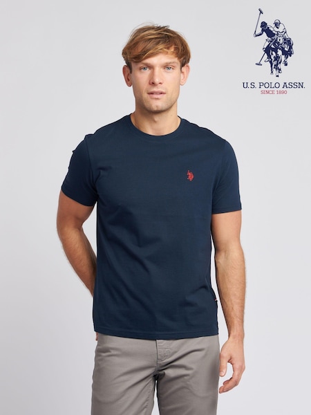 Bleumarin albastru - U.S. Polo Assn. Tricou Croială clasică Double Horsemen din bumbac 100% pentru bărbați (N77531) | 186 LEI