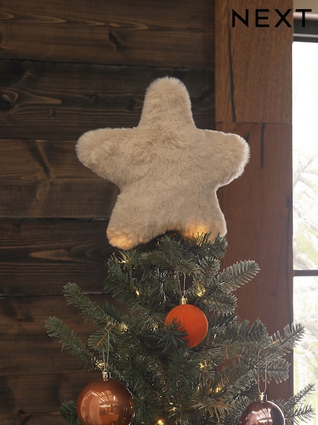 Natural Star Faux Fur Tree Christmas Topper (N77543) | € 12