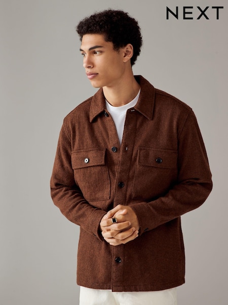 Stone Textured Bouclé Shacket With Wool (N77611) | €44