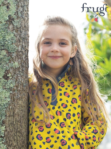 Frugi Yellow Animal Print Raglan Snuggle Fleece (N77616) | ₪221