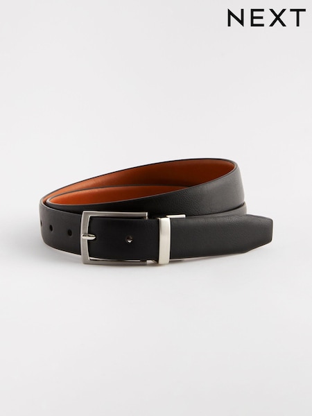 Black/Tan Faux Leather Reverisble Belt (N77634) | EGP720