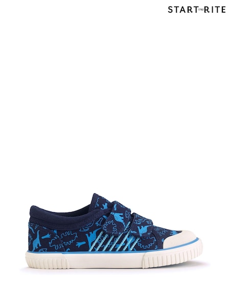 Start Rite Blue Raptor Dinosaur Washable Canvas Double Rip Tape Summer Shoes (N77648) | R$ 285