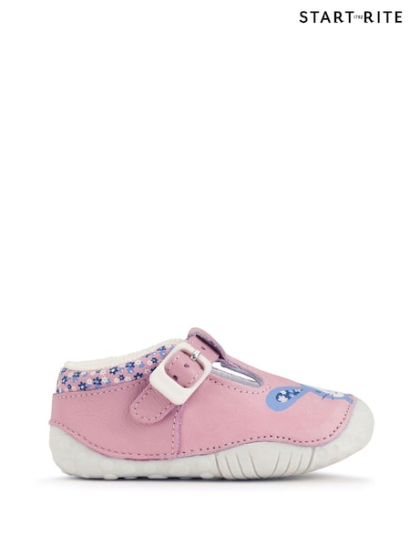 Start Rite Baby Pink Little Paws Nubuck/Leather Bunny T-Bar Shoes (N77657) | AED110