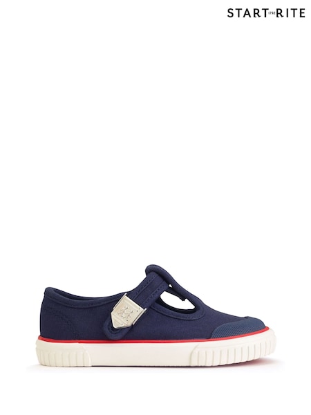 כחול  - Start-rite Anchor Washable Canvas T Bar Shoes (N77658) | ‏131‏₪