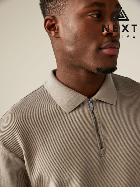 Nevtralna rjava - Relaxed Fit Ottoman Texture Polo Shirt (N77675) | € 13