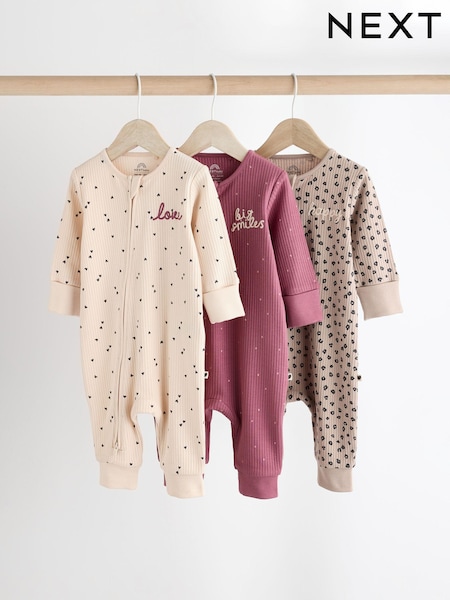 Neutral Baby Two Way Zip Footless 100% Cotton Sleepsuits 3 Pack (0mths-3yrs) (N77686) | € 19 - € 21