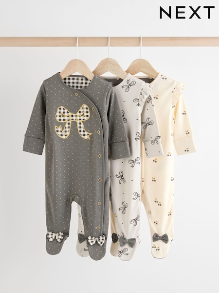 Gris - Baby 100% Cotton Sleepsuits 3 Pack (0mths-2yrs) (N77688) | 30 € - 33 €
