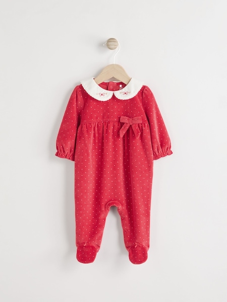 Roșu - Baby Velvet Christmas Sleepsuit (0mths-3yrs) (N77698) | 69 LEI - 81 LEI