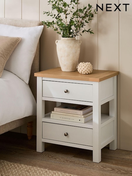 Chalk Malvern Paint Effect 2 Drawer with Shelf Bedside Table (N77721) | €230