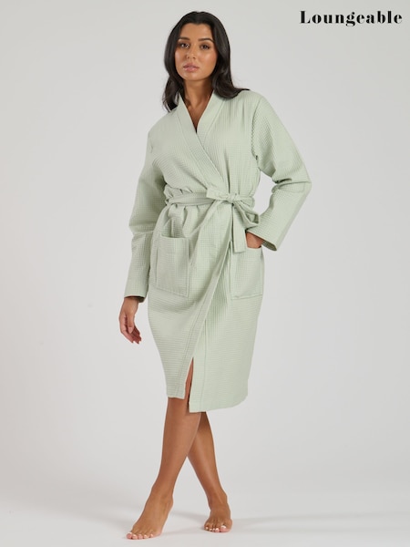 Loungeable Sage 100% Cotton Waffle Robe (N77738) | CA$100