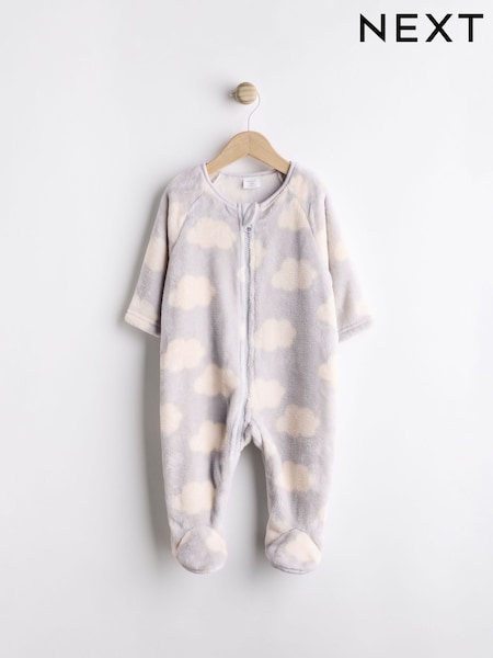 Grey Baby Fleece Zip Sleepsuit (N77747) | €6.50 - €7.50