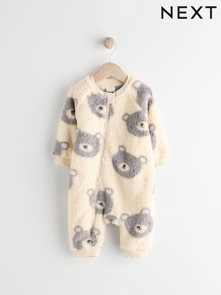 Grey Baby Fleece Zip Sleepsuit (N77749) | AED61 - AED71
