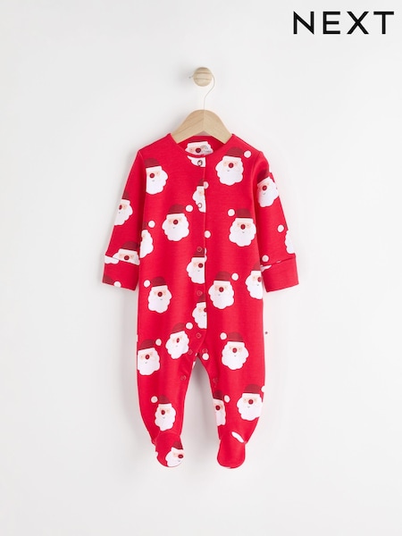 Red Baby Christmas Santa 100% Cotton Sleepsuit (0mths-2yrs) (N77758) | €8 - €9