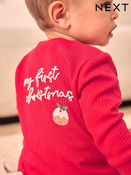 Red Baby My First Christmas 100% Cotton Sleepsuit (0mths-3yrs) (N77764) | €9