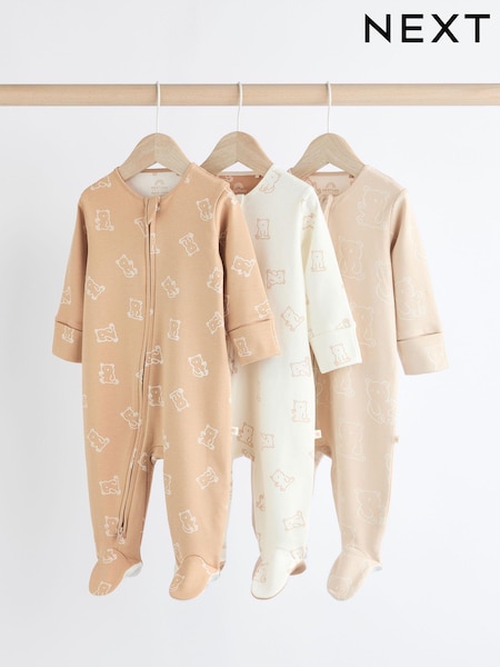 Neutrale Farbe - Baby Bear 100% Cotton Sleepsuits 3 Pack (0-2yrs) (N77765) | 23 € - 26 €