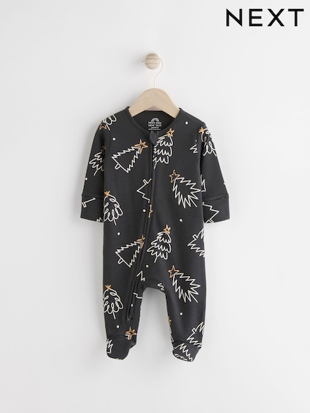 Black/White Matching Family Baby Christmas Tree 100% Cotton Sleepsuit (0mths-3yrs) (N77781) | € 5 - € 6