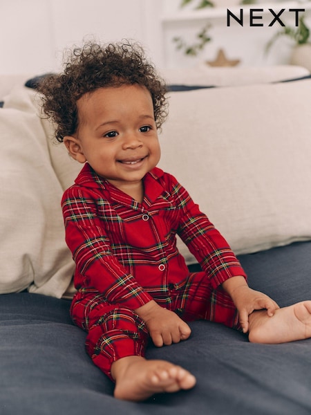 Red Check Baby Matching Family Christmas Flannel Check 100% Cotton Sleepsuit (0mths-3yrs) (N77788) | €11 - €14