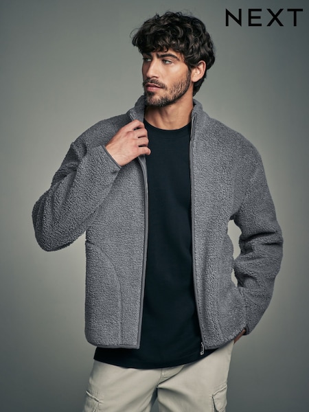Slate Grey Funnel Neck Borg Fleece Lined Jacket (N77792) | €22