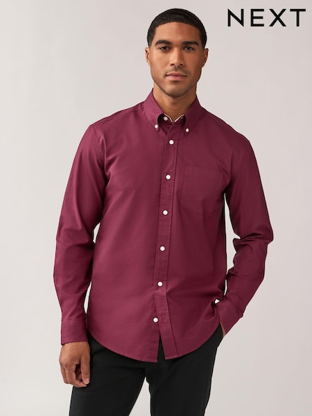 Burgundy Red Regular Fit Long Sleeve Oxford Shirt (N77800) | €30