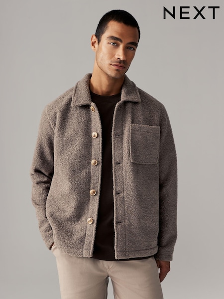 Neutraali - Regular Fit Borg Fleece Shacket (N77801) | €38
