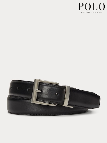 Black - Regular Polo Ralph Lauren Leather Saddle Reversible Belt
