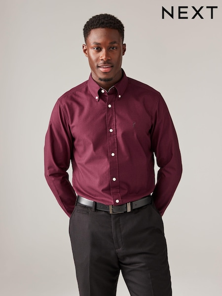 Burgundy Red Slim Fit Long Sleeve Oxford Shirt (N77815) | R$ 250