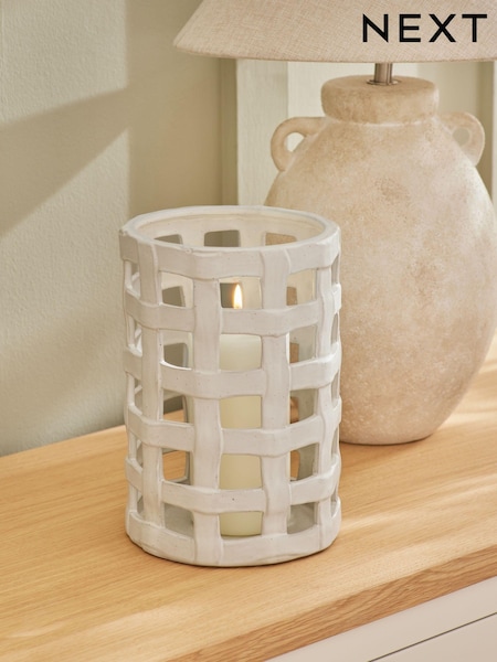 Cream Lattice Hurricane Candle Holder (N77826) | €13