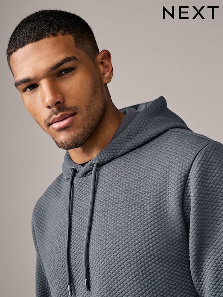Slate Grey Textured Overhead Hoodie (N77853) | AED157