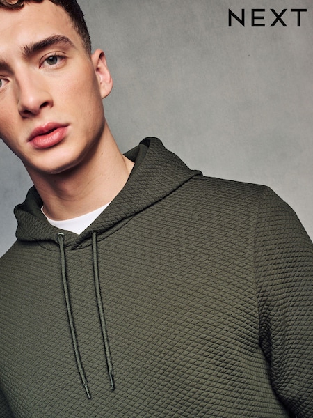 Green Hooded Textured Overhead Hoodie (N77867) | AED78