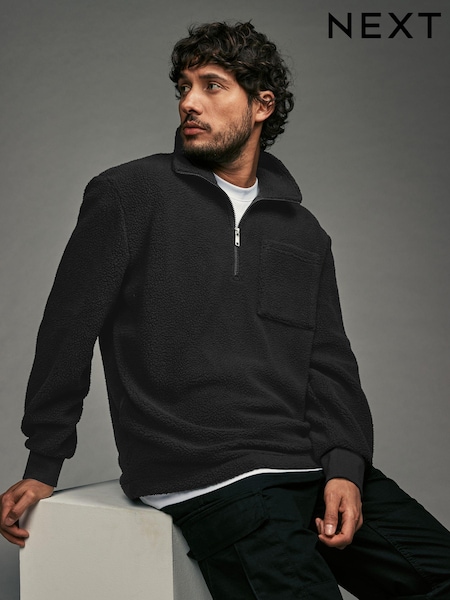 Black Zip Neck Quarter Fleece (N77868) | €16
