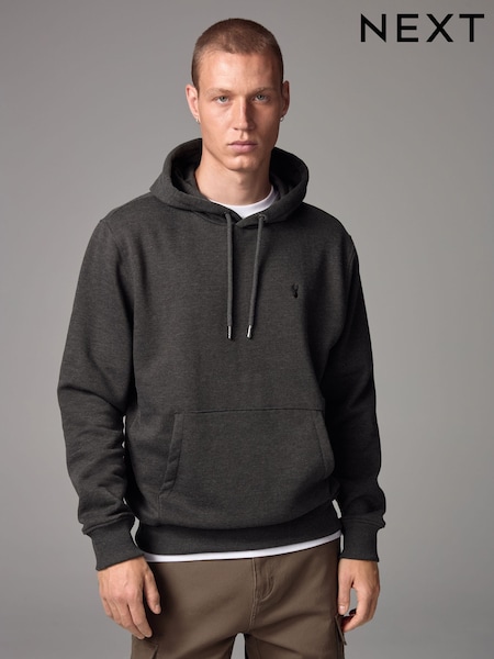 Charcoal Grey Regular Fit Cotton Rich Jersey Fabric Hoodie (N77870) | 100 QAR