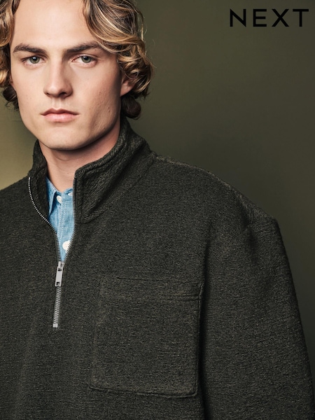 Зелений - Wool Blend Zip Neck світшот (N77876) | 1 671 грн