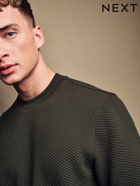 Зеленый - Premium Texture Crew Sweatshirt (N77910) | €6