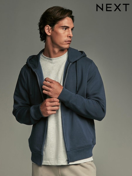 أزرق داكن أزرق - Cotton-rich Jersey Zip Up Hoodie (N77917) | ‏12 د.ك.‏